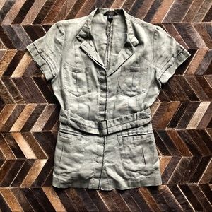 MANGO Olive Linen Shirt